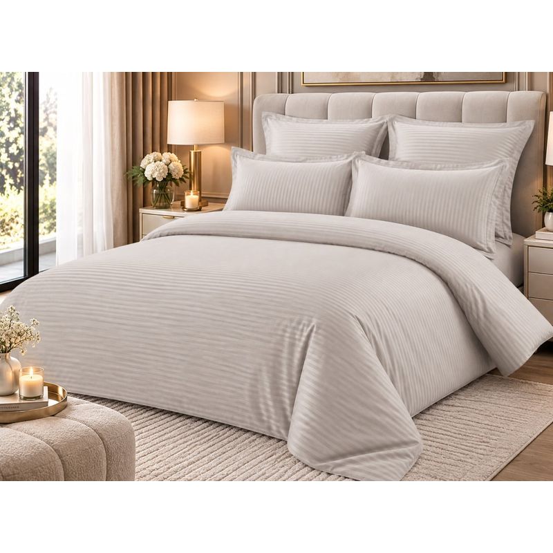 Casa si Gradina - Textile si covoare - Lenjerii de pat - Seturi de lenjerie - Lenjerie de pat Damasc Premium Uni, 6 piese, 2 persoane, Culoare Gri descris - Infinity.ro
