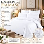 Casa si Gradina - Textile si covoare - Lenjerii de pat - Seturi de lenjerie - Lenjerie de pat Damasc Premium Uni, 6 piese, 2 persoane, Culoare Alb - Infinity.ro