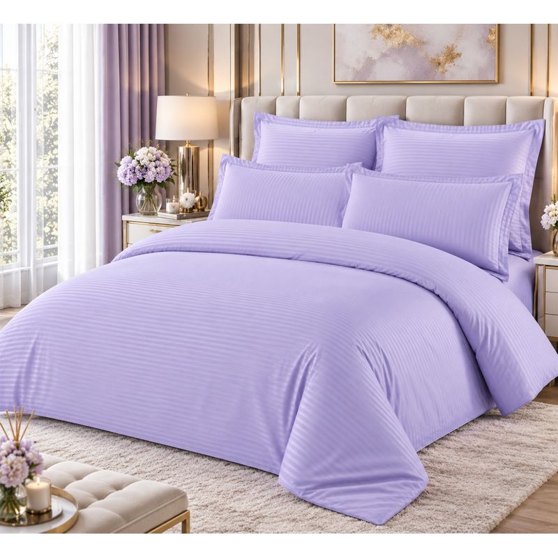 Casa si Gradina - Textile si covoare - Lenjerii de pat - Seturi de lenjerie - Lenjerie de pat Damasc Premium Uni, 6 piese, 2 persoane, ,Culoare Lila - Infinity.ro