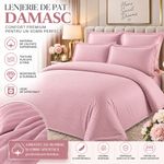 Casa si Gradina - Textile si covoare - Lenjerii de pat - Seturi de lenjerie - Lenjerie de pat Damasc Premium Uni, 6 piese, 2 persoane, Culoare Roz pudrat - Infinity.ro