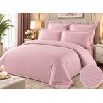 Casa si Gradina - Textile si covoare - Lenjerii de pat - Seturi de lenjerie - Lenjerie de pat Damasc Premium Uni, 6 piese, 2 persoane, Culoare Roz pudrat - Infinity.ro