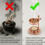 Casa si Gradina - Decoratiuni - Aromaterapie si lumanari - Difuzoare aromaterapie - Arzator aromaterapie din alama rosegold, cu sita, reglabil pe inaltime, pentru tamaie, plante aromatice si rasini - Infinity.ro