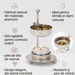 Casa si Gradina - Decoratiuni - Aromaterapie si lumanari - Difuzoare aromaterapie - Arzator aromaterapie din alama nichelata, cu sita, reglabil pe inaltime, pentru tamaie, plante aromatice si rasini - Infinity.ro