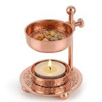 Casa si Gradina - Decoratiuni - Aromaterapie si lumanari - Difuzoare aromaterapie - Arzator aromaterapie din alama rosegold, cu sita, reglabil pe inaltime, pentru tamaie, plante aromatice si rasini - Infinity.ro