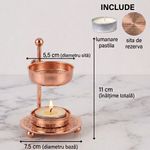 Casa si Gradina - Decoratiuni - Aromaterapie si lumanari - Difuzoare aromaterapie - Arzator aromaterapie din alama rosegold, cu sita, reglabil pe inaltime, pentru tamaie, plante aromatice si rasini - Infinity.ro