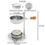 Casa si Gradina - Decoratiuni - Aromaterapie si lumanari - Difuzoare aromaterapie - Arzator aromaterapie pentru plante aromatice si rasini, alama, sita reglabila, argintiu - Infinity.ro
