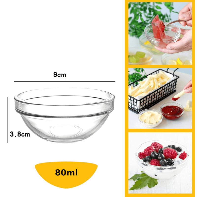 Casa si Gradina - Bucatarie si vesela - Vesela si tacamuri - Farfurii si boluri - Set 6 sosiere din sticla transparenta 80 ml 9x3.8 cm boluri mici pentru aperitive si sosuri - Infinity.ro