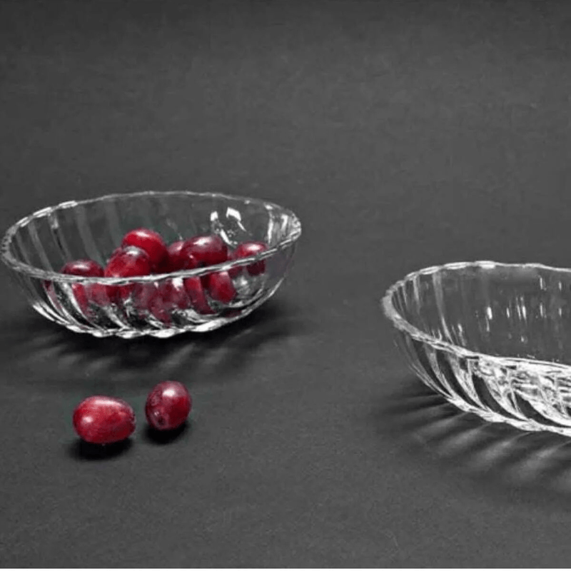 Casa si Gradina - Bucatarie si vesela - Vesela si tacamuri - Farfurii si boluri - Set 6 boluri din sticla transparenta model frunza Santa pentru desert inghetata si snacks - Infinity.ro