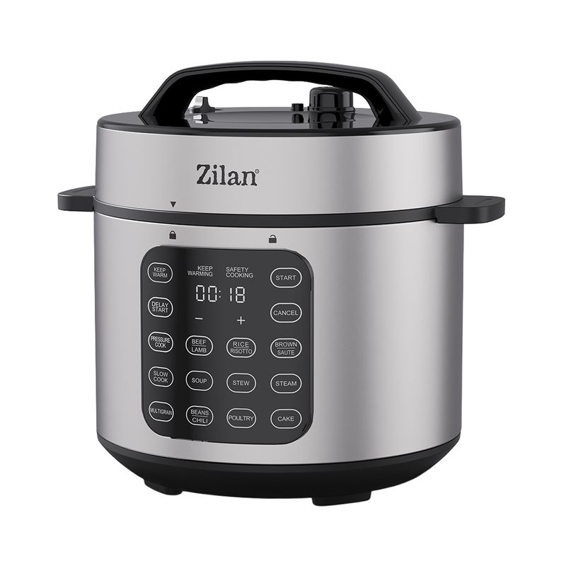 Electronice si Electrocasnice - Electrocasnice bucatarie - Aparate de gatit & desert - Multicooker - Multicooker Digital Multifunctional cu Presiune ZILAN ZLN9580, 6L, 1000W, 12 Moduri de gatire - Infinity.ro