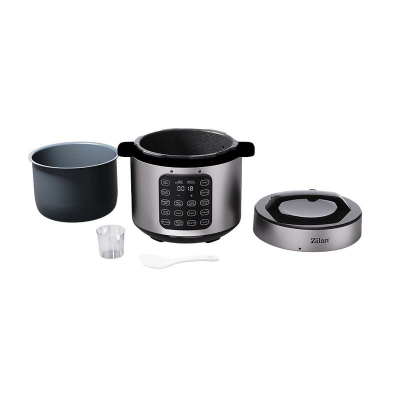 Electronice si Electrocasnice - Electrocasnice bucatarie - Aparate de gatit & desert - Multicooker - Multicooker Digital Multifunctional cu Presiune ZILAN ZLN9580, 6L, 1000W, 12 Moduri de gatire - Infinity.ro