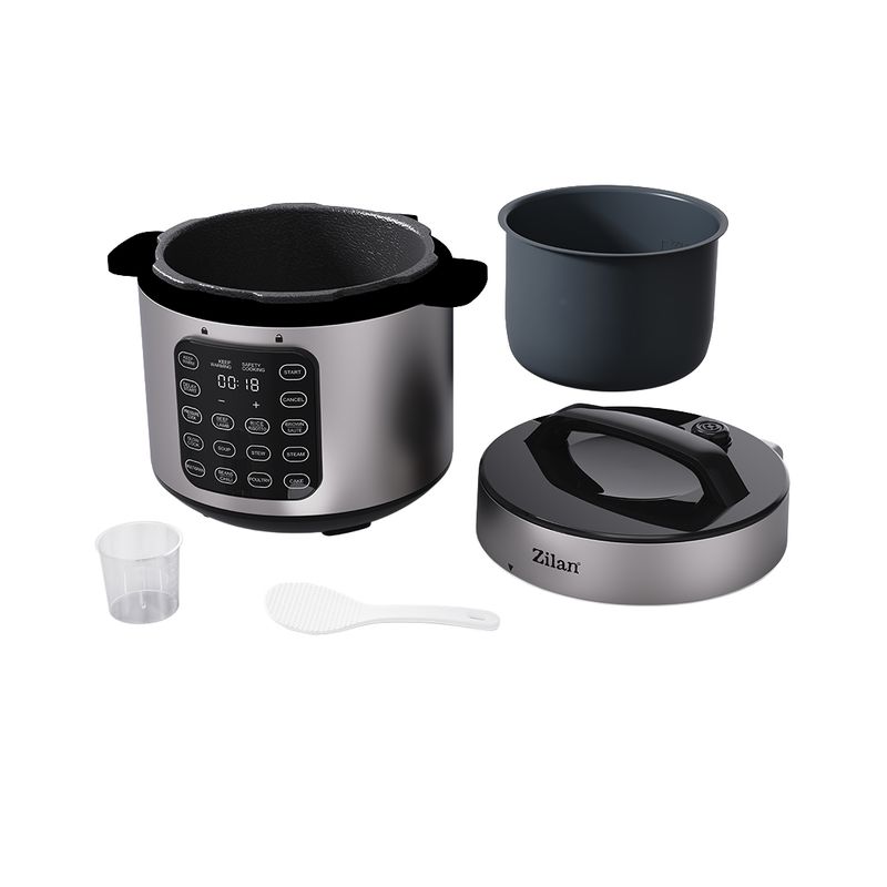 Electronice si Electrocasnice - Electrocasnice bucatarie - Aparate de gatit & desert - Multicooker - Multicooker Digital Multifunctional cu Presiune ZILAN ZLN9580, 6L, 1000W, 12 Moduri de gatire - Infinity.ro