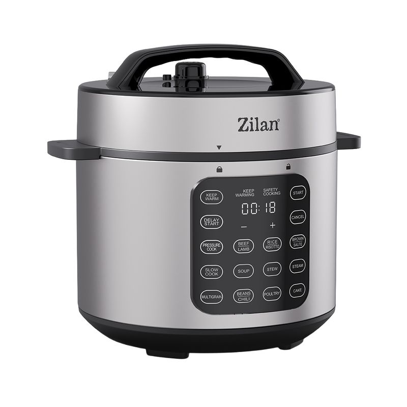 Electronice si Electrocasnice - Electrocasnice bucatarie - Aparate de gatit & desert - Multicooker - Multicooker Digital Multifunctional cu Presiune ZILAN ZLN9580, 6L, 1000W, 12 Moduri de gatire - Infinity.ro