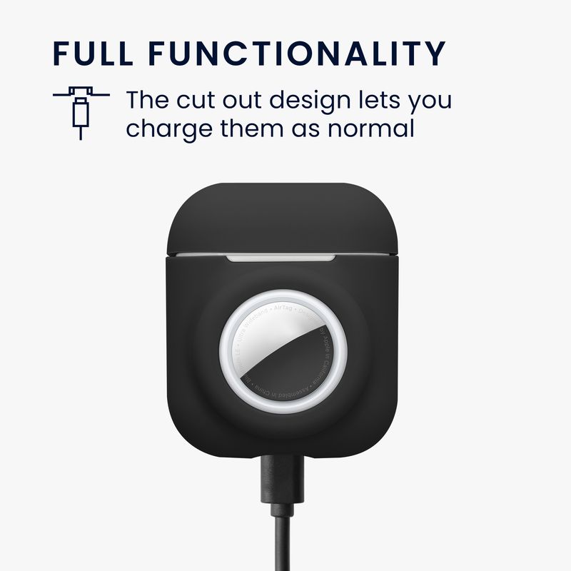 TV, Audio-Video si Foto - Portabile audio - Casti audio - Husa casti Kwmobile pentru Apple AirPods 1, AirPods 2, incarcare wireless, Silicon, negru - Infinity.ro
