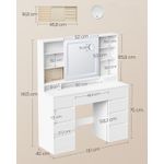 Casa si Gradina - Mobilier - Comode si corpuri - Masute de toaleta - Masa de toaleta Kailyn cu oglinda LED, 9 sertare, MDF, priza incorporata, oglinda zoom detasabila, 110x40x142 cm, alb - Infinity.ro