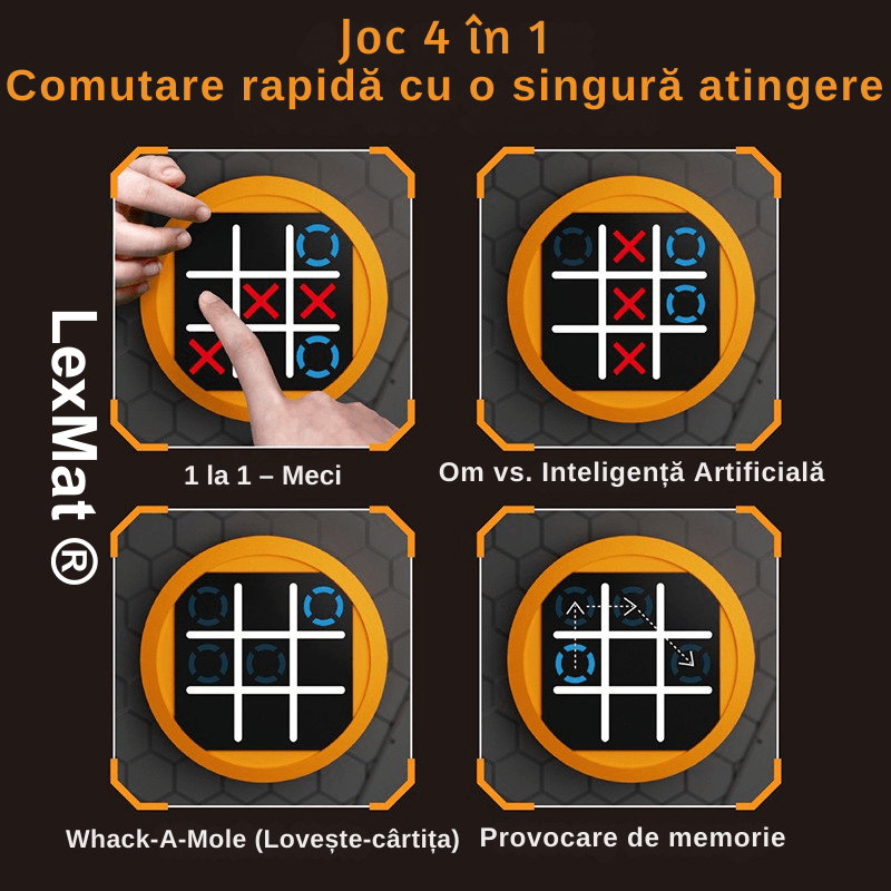 Jucarii, Copii si Bebe - Jucarii si jocuri - Jucarii & jocuri educative - Laptopuri, tablete si gadget-uri copii - Joc X si O LexMat SmartTic-Tac-Toe 4 in 1 Portocaliu, pentru 3+ ani, design compact, electronic, mod joc vs AI - Infinity.ro