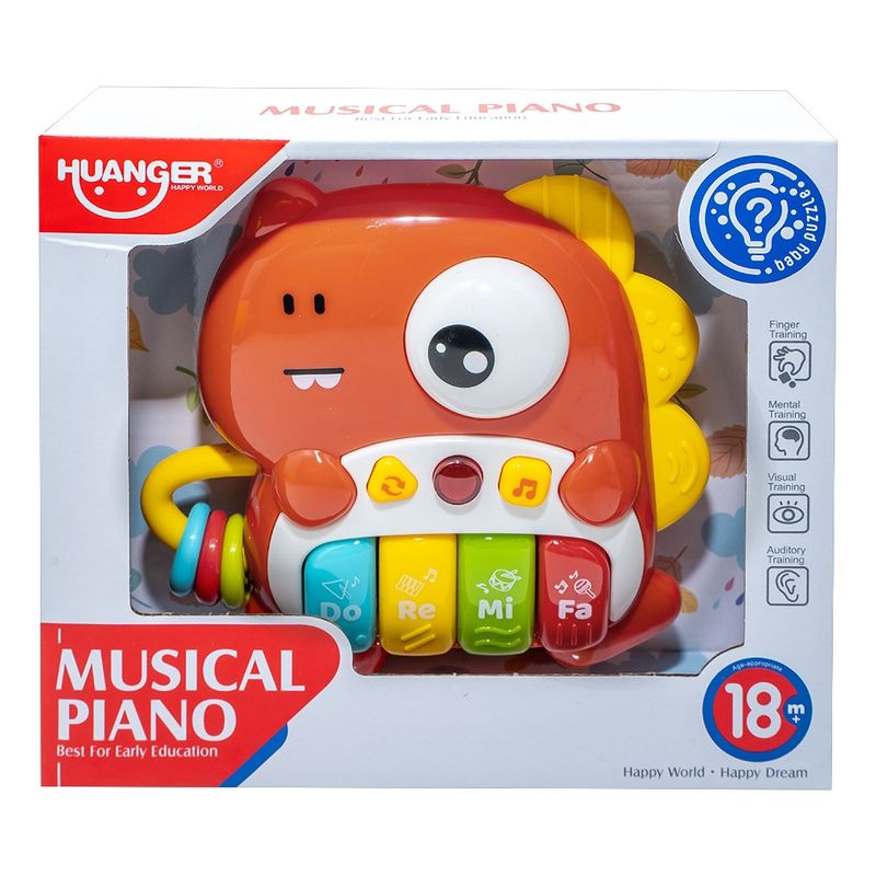 Jucarii, Copii si Bebe - Jucarii si jocuri - Jucarii bebelusi - Jucarii interactive bebelusi - Orga Muzicala Interactiva pentru Bebelusi Dinozaur Rosu cu Lumini, Sunete si Inele Senzoriale, Baterii, 18 luni+ - Infinity.ro