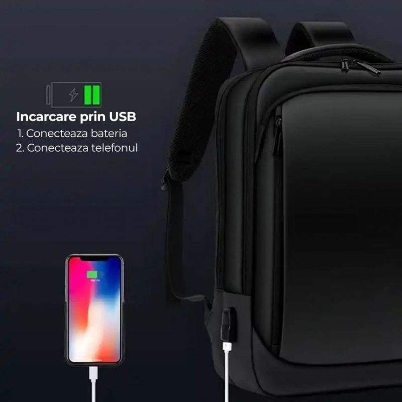 Fashion, accesorii si bijuterii - Barbati - Accesorii barbati - Genti si rucsacuri barbati - Ghiozdan Smart cu Ecran LED, Conexiune Bluetooth prin Aplicatie, Afisaj Color, Impermeabil - Infinity.ro