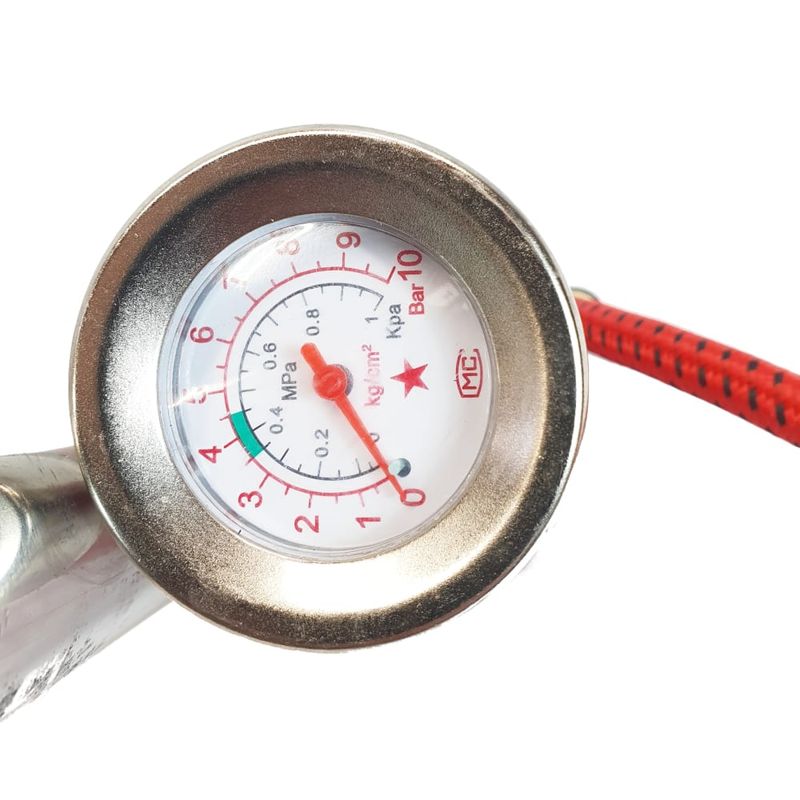 Sport si Outdoor - Ciclism - Accesorii pentru biciclete - Pompe biciclete - Pompa auto cu manometru, cilindru metal si maner din metal cu protectii de plastic, 54 x 14 x 6 cm - Infinity.ro