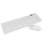 PC, gaming si accesorii - Periferice PC - Tastaturi - Set Tastatura si Mouse Wireless pentru PC sau Smart TV, Model Slim, Conexiune 2.4GHz, Alb - Infinity.ro