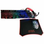 PC, gaming si accesorii - Periferice PC - Tastaturi - Set Gaming 4-in-1 cu Tastatura RGB, Mouse cu 6 Butoane, Casti cu Microfon si Mousepad, Negru - Infinity.ro