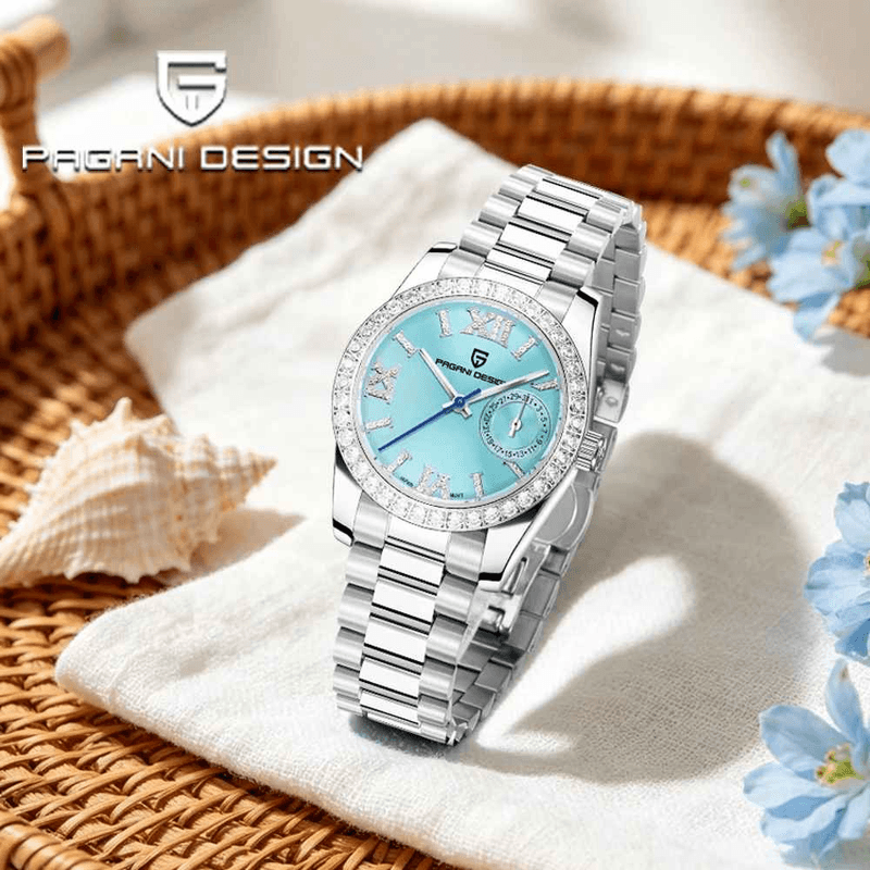 Fashion, accesorii si bijuterii - Femei - Bijuterii femei - Ceasuri femei - Ceas Dama PAGANI DESIGN PD-1776 Ice Blue, VH65, Safir, 100M, 32mm - Infinity.ro