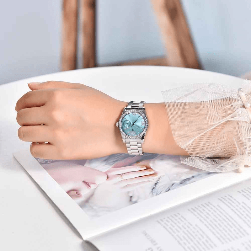 Fashion, accesorii si bijuterii - Femei - Bijuterii femei - Ceasuri femei - Ceas Dama PAGANI DESIGN PD-1776 Ice Blue, VH65, Safir, 100M, 32mm - Infinity.ro