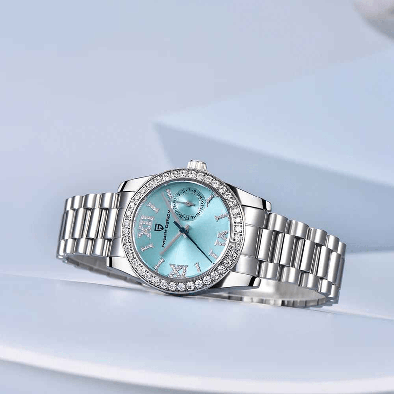 Fashion, accesorii si bijuterii - Femei - Bijuterii femei - Ceasuri femei - Ceas Dama PAGANI DESIGN PD-1776 Ice Blue, VH65, Safir, 100M, 32mm - Infinity.ro
