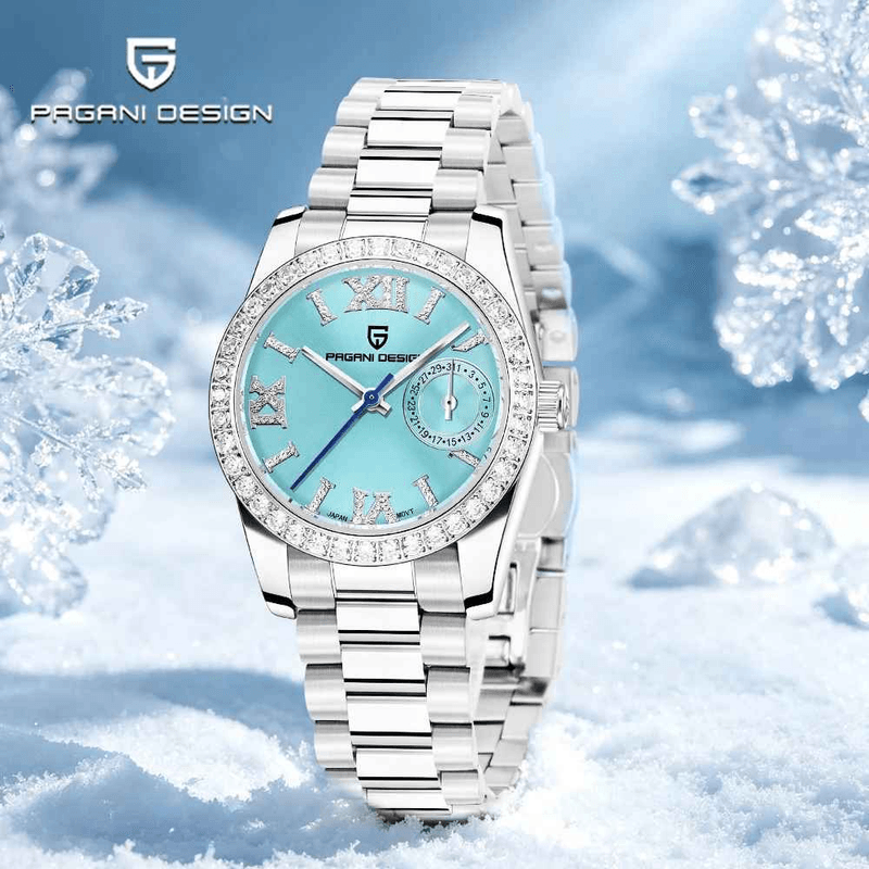 Fashion, accesorii si bijuterii - Femei - Bijuterii femei - Ceasuri femei - Ceas Dama PAGANI DESIGN PD-1776 Ice Blue, VH65, Safir, 100M, 32mm - Infinity.ro