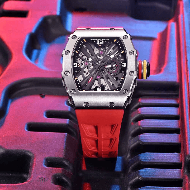 Fashion, accesorii si bijuterii - Barbati - Bijuterii barbati - Ceasuri barbati - Ceas PAGANI DESIGN PD-1738 Red, Quartz VH65, Safir AR, Otel 316L, 42mm, 50M - Infinity.ro
