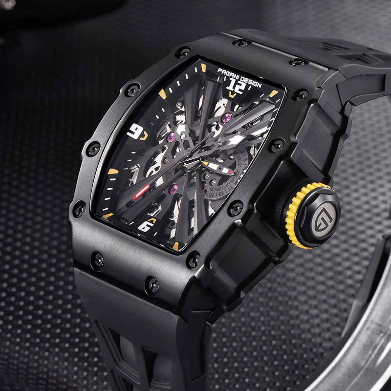 Fashion, accesorii si bijuterii - Barbati - Bijuterii barbati - Ceasuri barbati - Ceas PAGANI DESIGN PD-1738 Full Black, Quartz VH65, Safir AR, 42mm, 50M - Infinity.ro