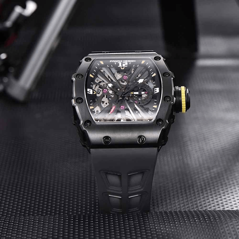 Fashion, accesorii si bijuterii - Barbati - Bijuterii barbati - Ceasuri barbati - Ceas PAGANI DESIGN PD-1738 Full Black, Quartz VH65, Safir AR, 42mm, 50M - Infinity.ro