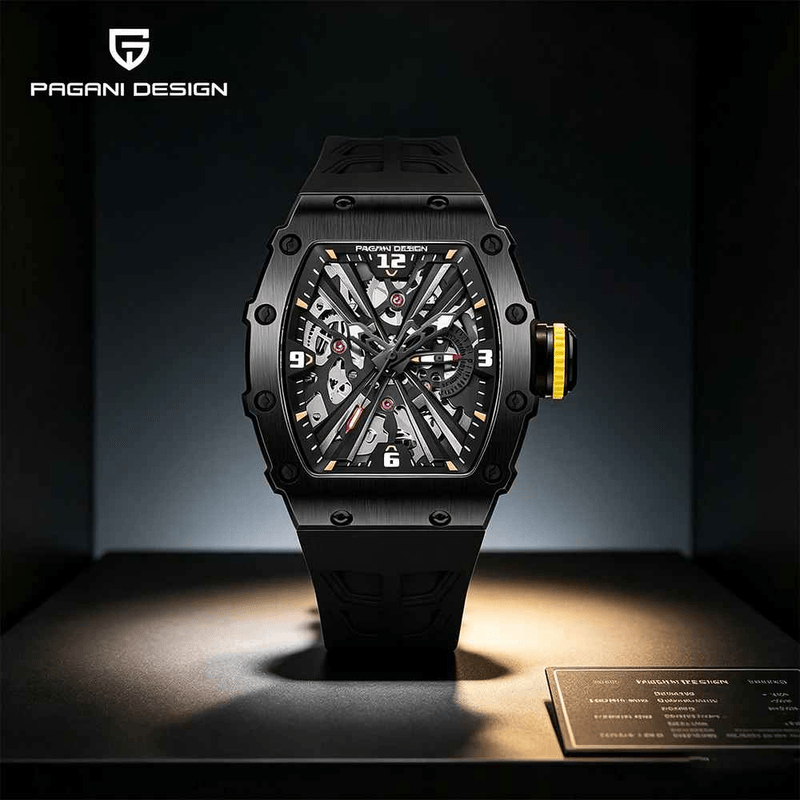 Fashion, accesorii si bijuterii - Barbati - Bijuterii barbati - Ceasuri barbati - Ceas PAGANI DESIGN PD-1738 Full Black, Quartz VH65, Safir AR, 42mm, 50M - Infinity.ro