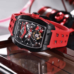 Fashion, accesorii si bijuterii - Barbati - Bijuterii barbati - Ceasuri barbati - Ceas Automatic PAGANI DESIGN PD-YS018 Black Red Skeleton, Safir AR, 42mm, 50M - Infinity.ro