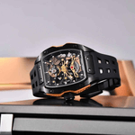 Fashion, accesorii si bijuterii - Barbati - Bijuterii barbati - Ceasuri barbati - Ceas Automatic PAGANI DESIGN PD-YS018 Black Gold Skeleton, Safir, 42mm, 50M - Infinity.ro