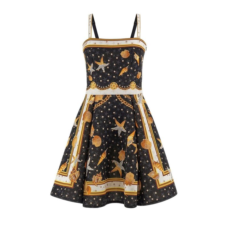 Fashion, accesorii si bijuterii - Femei - Imbracaminte femei - Rochii femei - Rochie Guess cu imprimeu marin si croiala evazata M INTL Multicolor - Infinity.ro