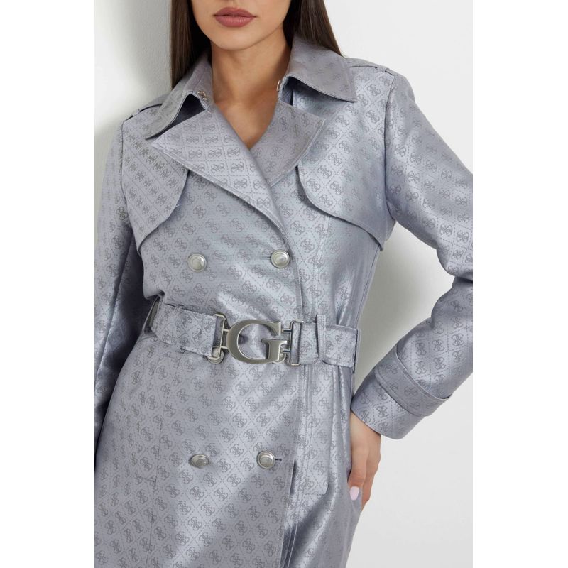 Fashion, accesorii si bijuterii - Femei - Imbracaminte femei - Paltoane si trenciuri femei - Trenci dama cu imprimeu Guess W3YL03 Argintiu L INTL - Infinity.ro