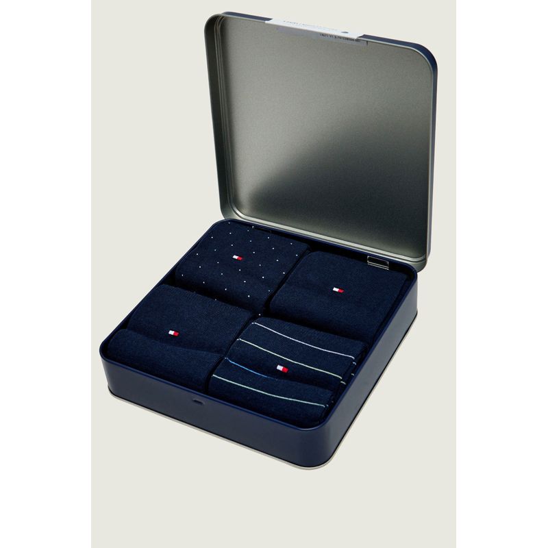 Fashion, accesorii si bijuterii - Barbati - Lenjerie si pijamale barbati - Sosete si ciorapi barbati - Set 4 perechi sosete lungi Tommy Hilfiger 701238504 Bleumarin 43-46 EU - Infinity.ro