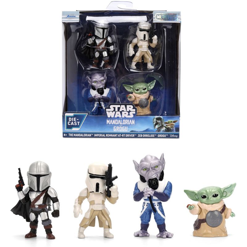 Jucarii, Copii si Bebe - Jucarii si jocuri - Figurine - Jada Star Wars Mandalorian si Grogu set 4 figurine metalice 4CM - Infinity.ro