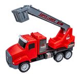 Jucarii, Copii si Bebe - Jucarii si jocuri - Vehicule si jucarii cu telecomanda - Masinute - Masina de Pompieri cu Scara Extensibila si Nacela 28 cm, Sunete Mecanice, Jucarie Baieti, 3 ani+ - Infinity.ro