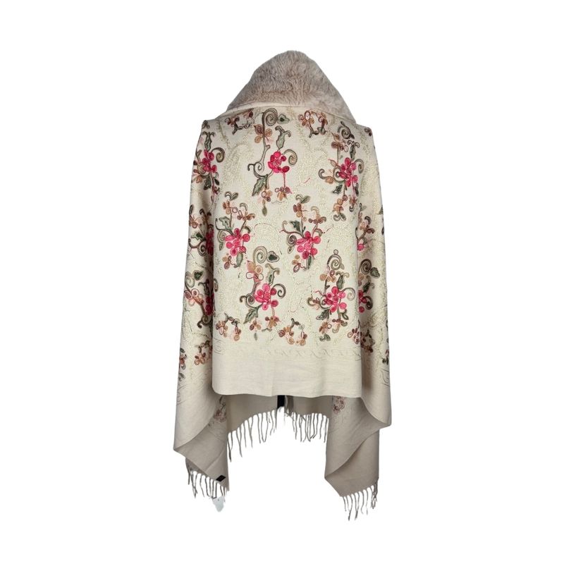 Fashion, accesorii si bijuterii - Femei - Accesorii femei - Esarfe si fulare femei - Fular dama tip poncho de lux crem - Infinity.ro