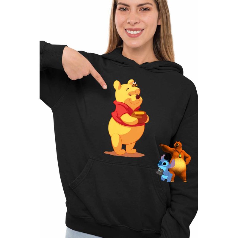 Fashion, accesorii si bijuterii - Femei - Imbracaminte femei - Hanorace femei - Hanorac Femei Winnie the Pooh, negru, marime L - Infinity.ro