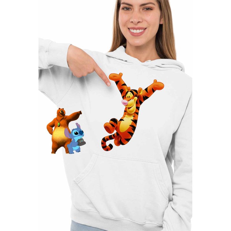 Fashion, accesorii si bijuterii - Femei - Imbracaminte femei - Hanorace femei - Hanorac Femei Tigrul Tigger Ursuletul Winnie the Pooh Puh, alb, marime 2XL - Infinity.ro
