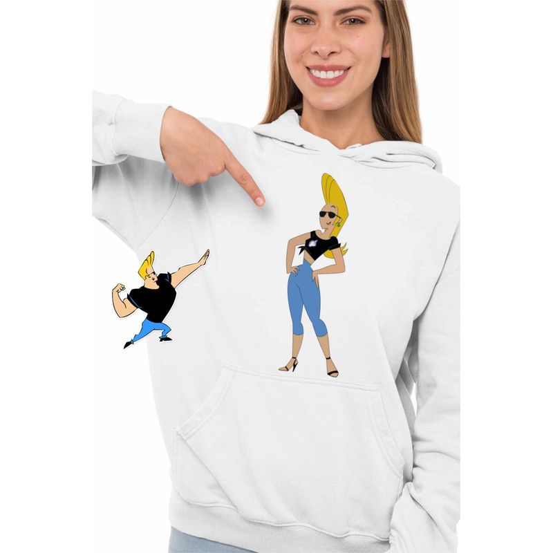 Fashion, accesorii si bijuterii - Femei - Imbracaminte femei - Hanorace femei - Hanorac Femei Jenny Brava Johnny Bravo, alb, marime M - Infinity.ro