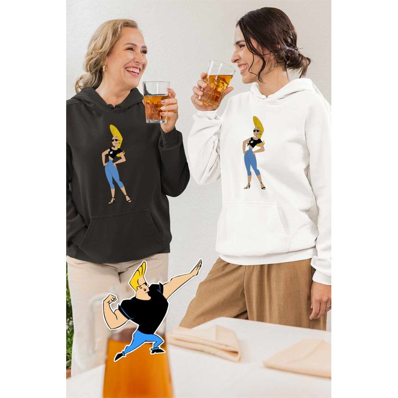 Fashion, accesorii si bijuterii - Femei - Imbracaminte femei - Hanorace femei - Hanorac Femei Jenny Brava Johnny Bravo, alb, marime M - Infinity.ro