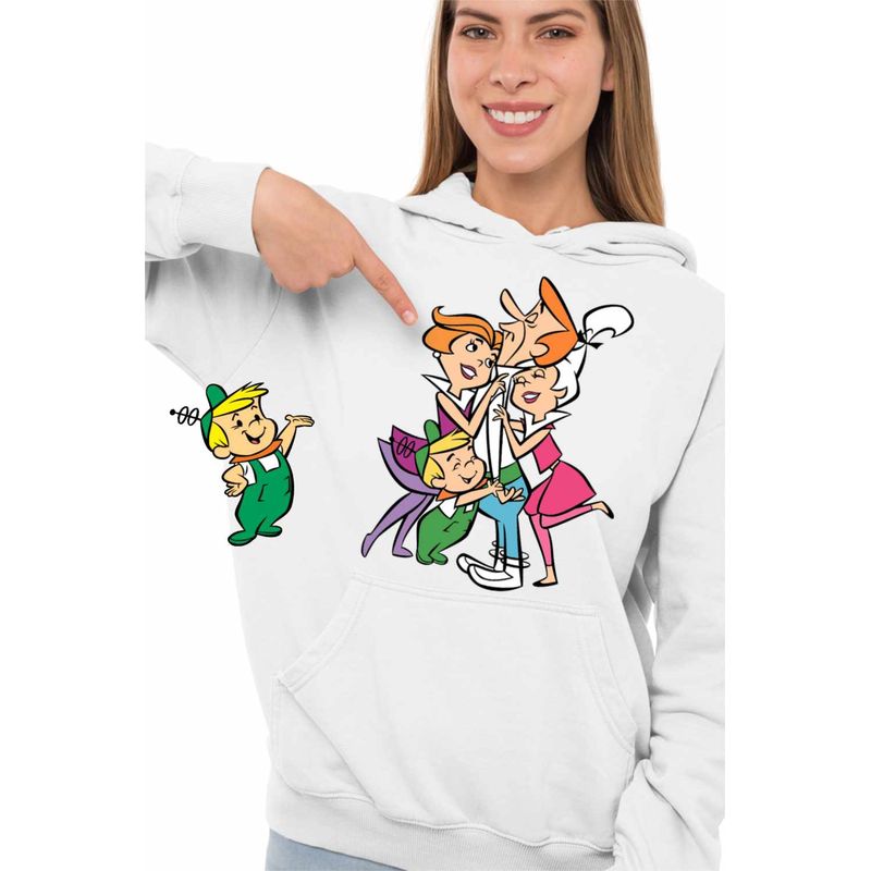 Fashion, accesorii si bijuterii - Femei - Imbracaminte femei - Hanorace femei - Hanorac Femei Familia Jetson Desene Animate SF, alb, marime L - Infinity.ro
