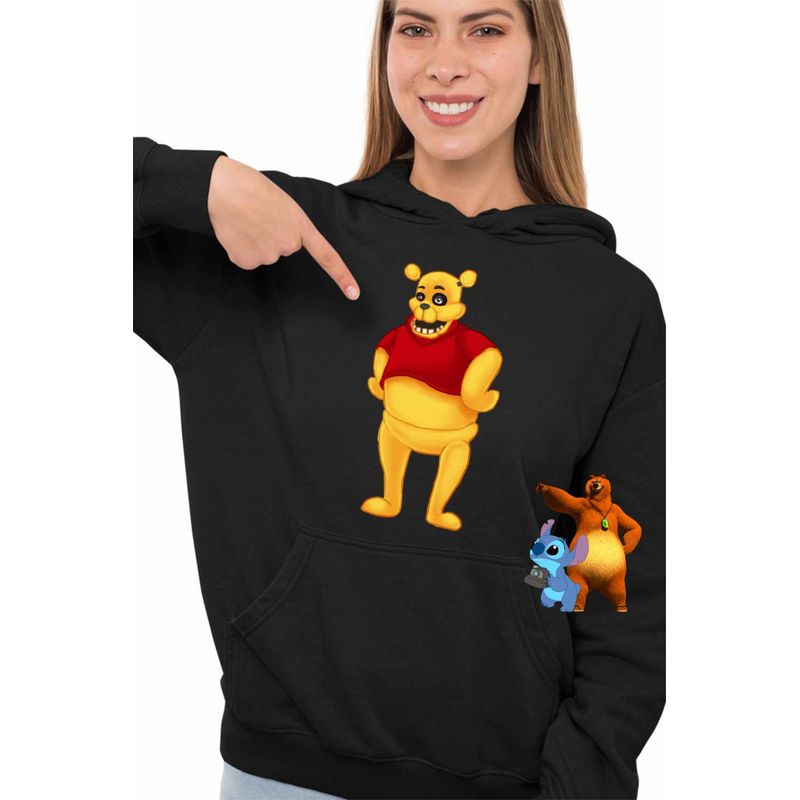 Fashion, accesorii si bijuterii - Femei - Imbracaminte femei - Hanorace femei - Hanorac Femei Ursuletul Winnie the Pooh Horror FNAF, negru, marime 2XL - Infinity.ro