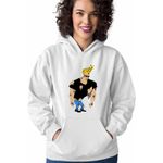 Fashion, accesorii si bijuterii - Femei - Imbracaminte femei - Hanorace femei - Hanorac Femei Johnny Bravo Batut Ciufulit, alb, marime S - Infinity.ro
