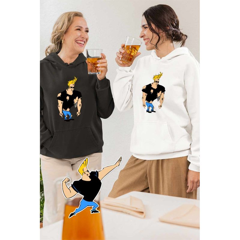 Fashion, accesorii si bijuterii - Femei - Imbracaminte femei - Hanorace femei - Hanorac Femei Johnny Bravo Batut Ciufulit, alb, marime S - Infinity.ro