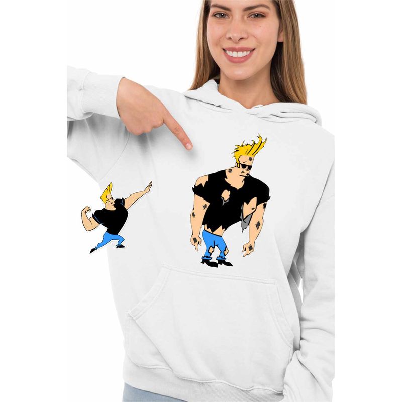 Fashion, accesorii si bijuterii - Femei - Imbracaminte femei - Hanorace femei - Hanorac Femei Johnny Bravo Batut Ciufulit, alb, marime S - Infinity.ro