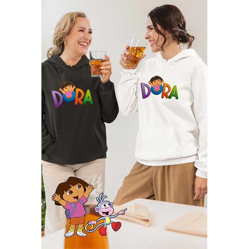 Fashion, accesorii si bijuterii - Femei - Imbracaminte femei - Hanorace femei - Hanorac Femei Desene Animate Dora Exploratoarea Explorer, alb, marime 2XL - Infinity.ro